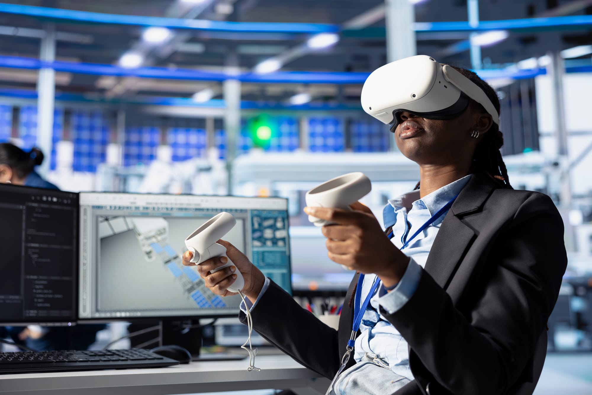 African child using VR head sets