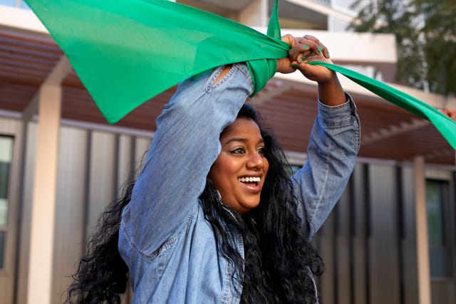 Woman holding a flag